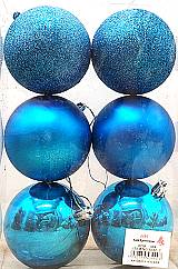 Σετ Χριστουγεννιάτικες Μπάλες Μπλε - 8cm. (6 τεμ.)